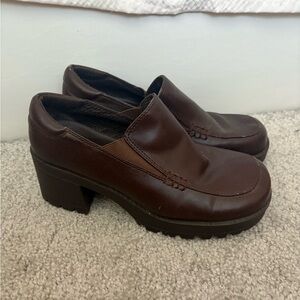 Y2K Chunky Brown Leather Platform Loafers